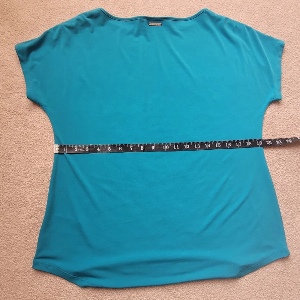 Like New Michael Kors Aqua Blue Short Sleeve Relaxed Blouse - Size L
